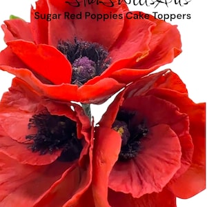 Gumepaste Poppy Flower GumPaste Amapola Flor/ Realistic edible toppers for cake decorations Special occasions Wedding Cakes