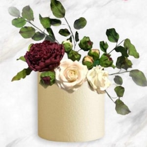 Edible Cake Flowers Arrangement, sugar Roses, Peony, leaves, flexible Paste,  sugar decorations, Gumepaste wedding cake Toppers