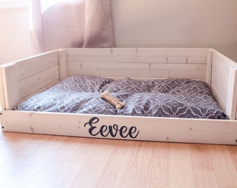 bed frame with dog bed