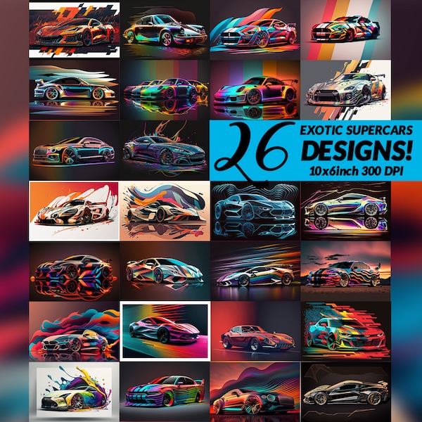 Rev Up Your Screens with High-Resolution Digital Print Exotic Supercars in Stunning 10x6 Inches 300dpi!