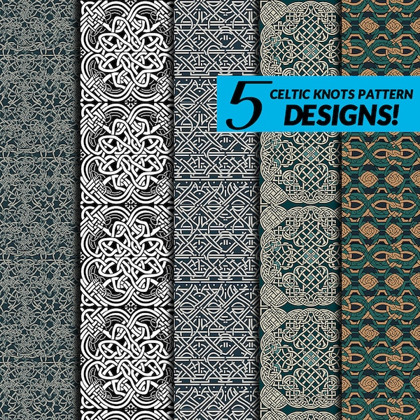 Découvrez 5 superbes motifs de nœuds celtiques en haute résolution 300 dpi pour votre prochain projet