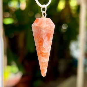 Sunstone Pendulum Pendant Necklace For Men / Natural Sunstone Healing Solar Plexus Chakra Jewelry
