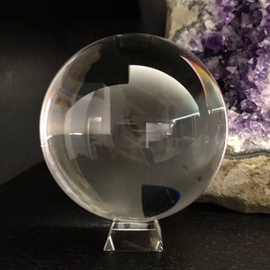 100mm Large Crystal Ball Gazing Sphere and Stand, Halloween Crystal Ball, Bowling Balls, Witchy Gift Ideas, Girlfriend Gift from Boyfriend