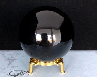 80mm Black Obsidian Sphere LARGE Black Crystal Ball, Fortune Telling Divination Tools, Tarot Deck Pendulum Reading, Metaphysical Crystals