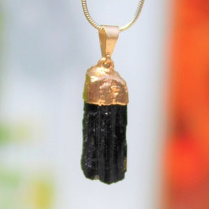 Real Black Tourmaline Vermeil Gold Pendant 18K Wiccan Crystal Necklace Sets Online Shopping / Father&#39;s Day Gift Box