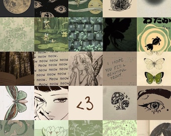 Grüne ästhetische Wandcollage