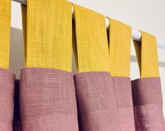 Color Block Linen Curtain Window Curtain Children&#39;s Room Curtain Linen Oekotex 100
