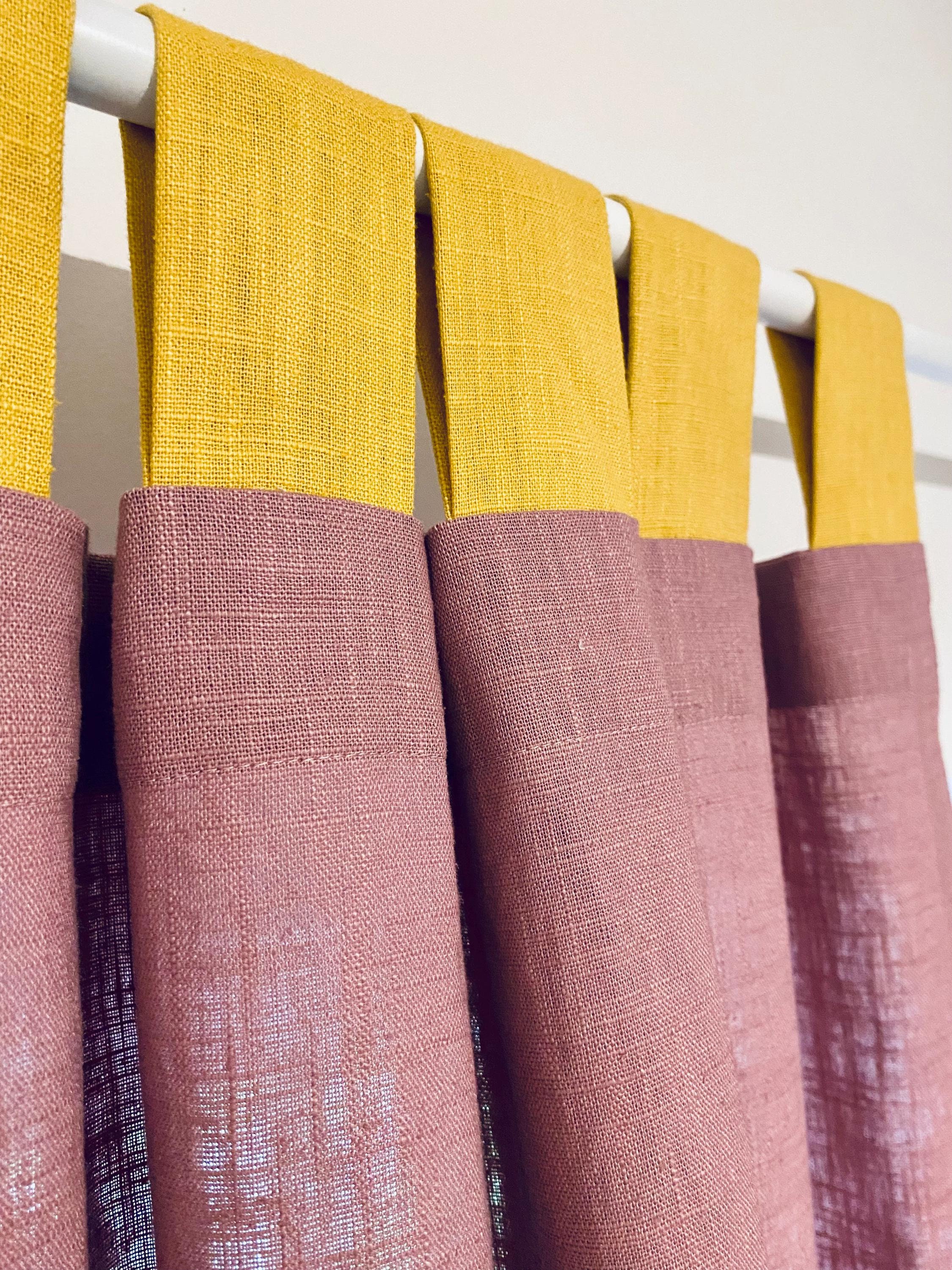 Color Block Linen Curtain Window Curtain Children's Room Curtain Linen Oekotex 100
