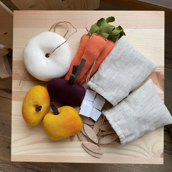 Feeding set for hobby horse hobby horse accessories organic cotton FSC wood linen