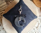 Gift idea, Bag jewelry "Moon", glittery resin key ring