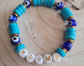 Blue "KARMA" bracelet