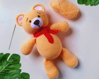 Bear toy/Crochet Toy Bear/Toy for Kids/Handmade Bear/Soft Baby Bear/Crochet Animals/Gift For Kids/12 Inches Stuffed bear/crochet teddy bear