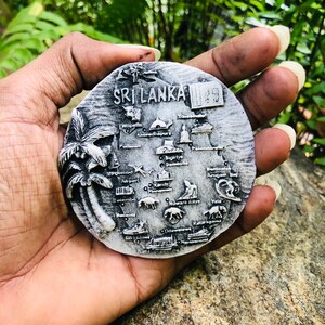 Imanes de Sri Lanka, país, regalo de recuerdo, mapa vintage, imán de piedra, imán para nevera, Sigiriya, Galle, Kandy, destinos, mapa, océano Índico, isla