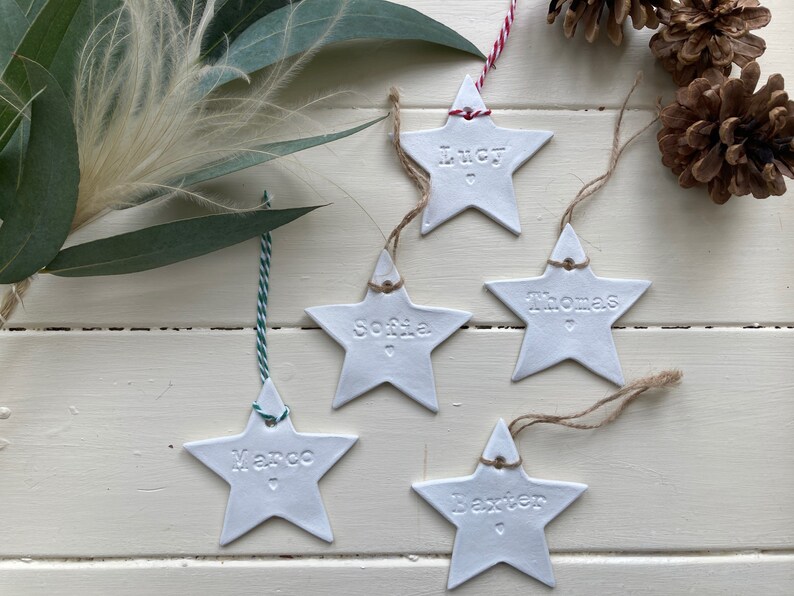 Personalised Clay Star Christmas Decoration/Thank You Gift/Personalised Present/Christmas Gift/Teacher All Handmade & Embossed image 6