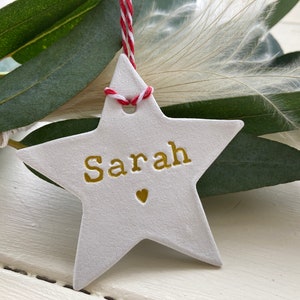 Personalised Clay Star Christmas Decoration/Thank You Gift/Personalised Present/Christmas Gift/Teacher All Handmade & Embossed image 9