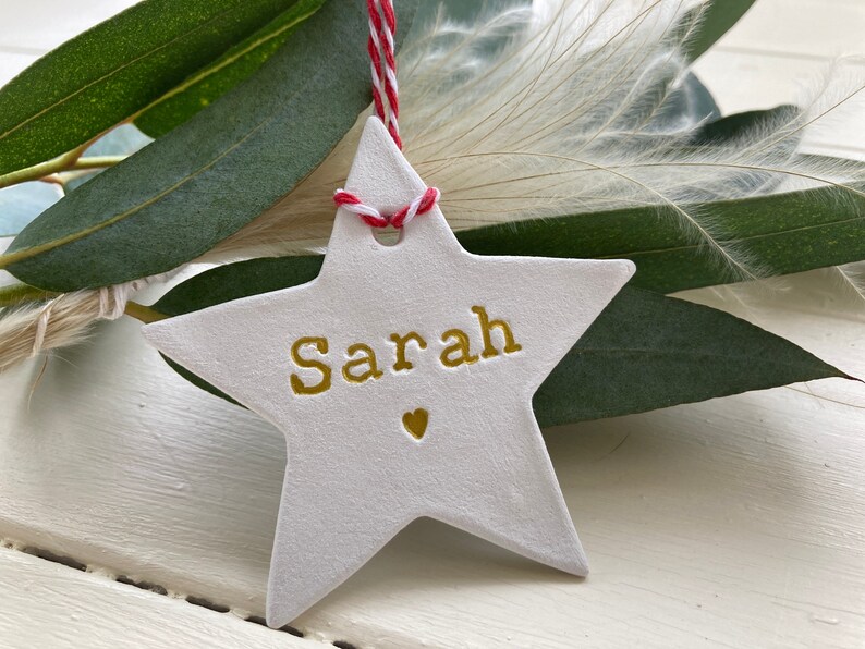 Personalised Clay Star Christmas Decoration/Thank You Gift/Personalised Present/Christmas Gift/Teacher All Handmade & Embossed image 9