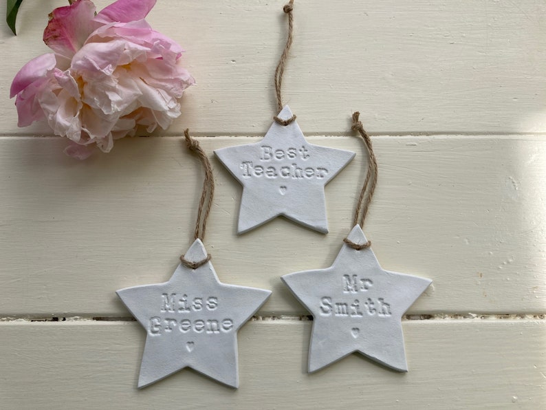 Personalised Clay Star Christmas Decoration/Thank You Gift/Personalised Present/Christmas Gift/Teacher All Handmade & Embossed image 5
