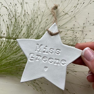 Personalised Clay Star Christmas Decoration/Thank You Gift/Personalised Present/Christmas Gift/Teacher All Handmade & Embossed image 3