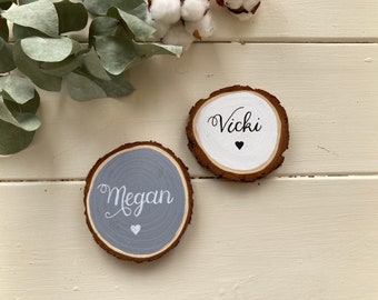 Personalised Handwritten Calligraphy Natural Wood Slice Decorations - Wedding Decor & Home Gift (No Hole) - Wedding Favour/Place Name