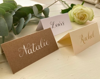 Handwritten Personalised Calligraphy Place Name Cards / Name Tent Cards / Wedding Place Cards / Table Names