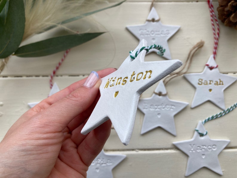 Personalised Clay Star Christmas Decoration/Thank You Gift/Personalised Present/Christmas Gift/Teacher All Handmade & Embossed image 7