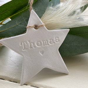 Personalised Clay Star Christmas Decoration/Thank You Gift/Personalised Present/Christmas Gift/Teacher All Handmade & Embossed image 1