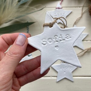 Personalised Clay Star Christmas Decoration/Thank You Gift/Personalised Present/Christmas Gift/Teacher All Handmade & Embossed image 4