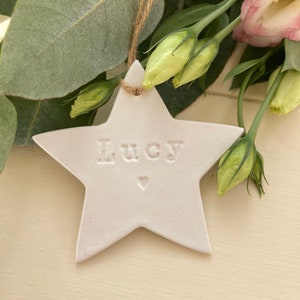 Personalised Clay Star Christmas Decoration/Thank You Gift/Personalised Present/Christmas Gift/Teacher All Handmade & Embossed image 2