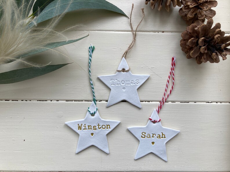 Personalised Clay Star Christmas Decoration/Thank You Gift/Personalised Present/Christmas Gift/Teacher All Handmade & Embossed image 8