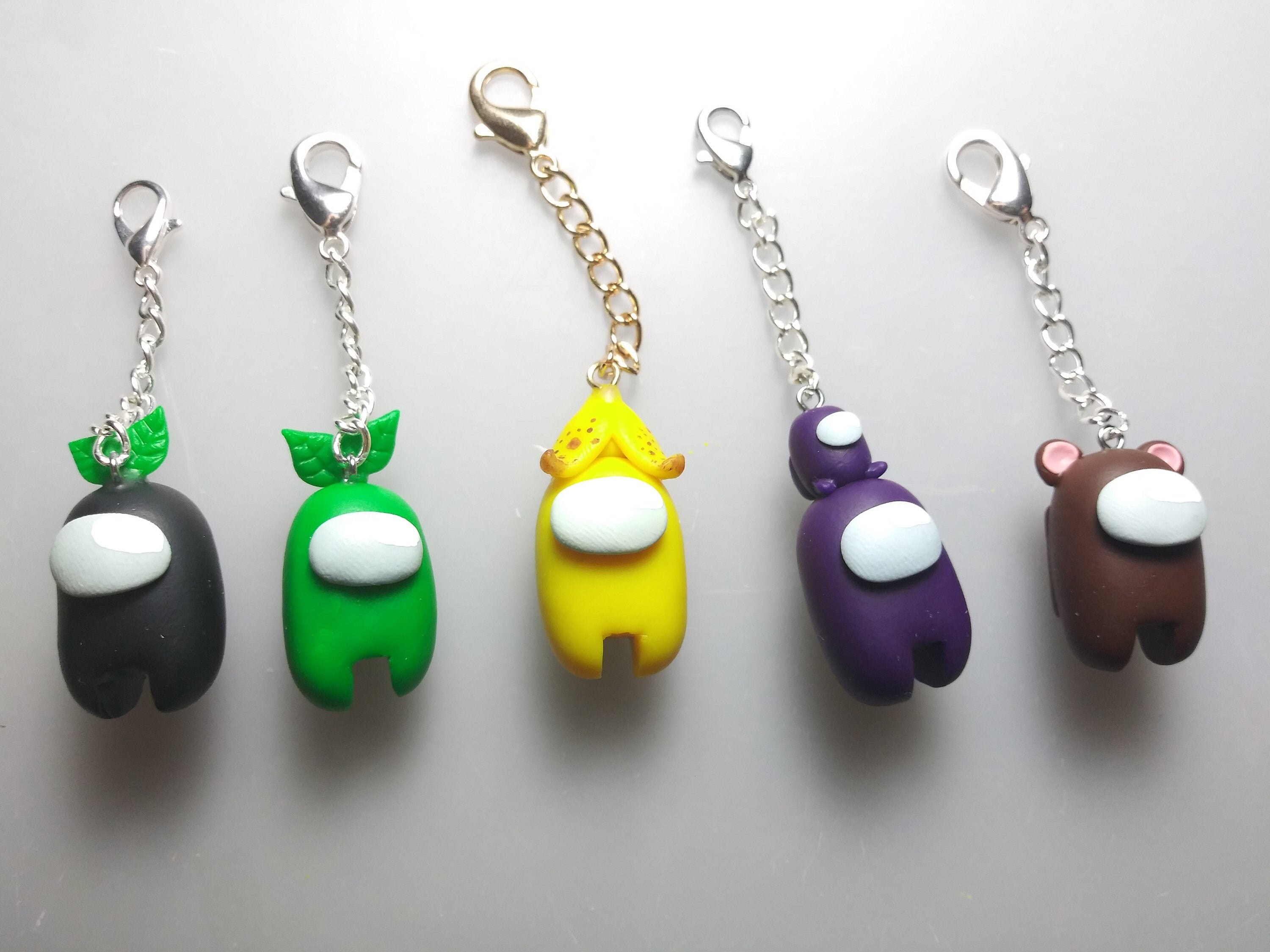 Among Us Keychain Charm Custom Polymer Clay Keychains Etsy