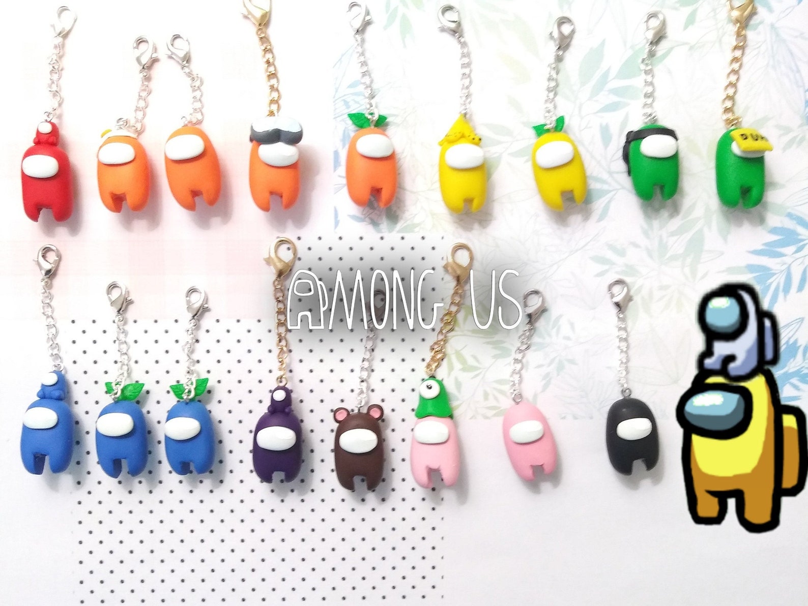 Among Us Keychain Charm Custom Polymer Clay Keychains Etsy