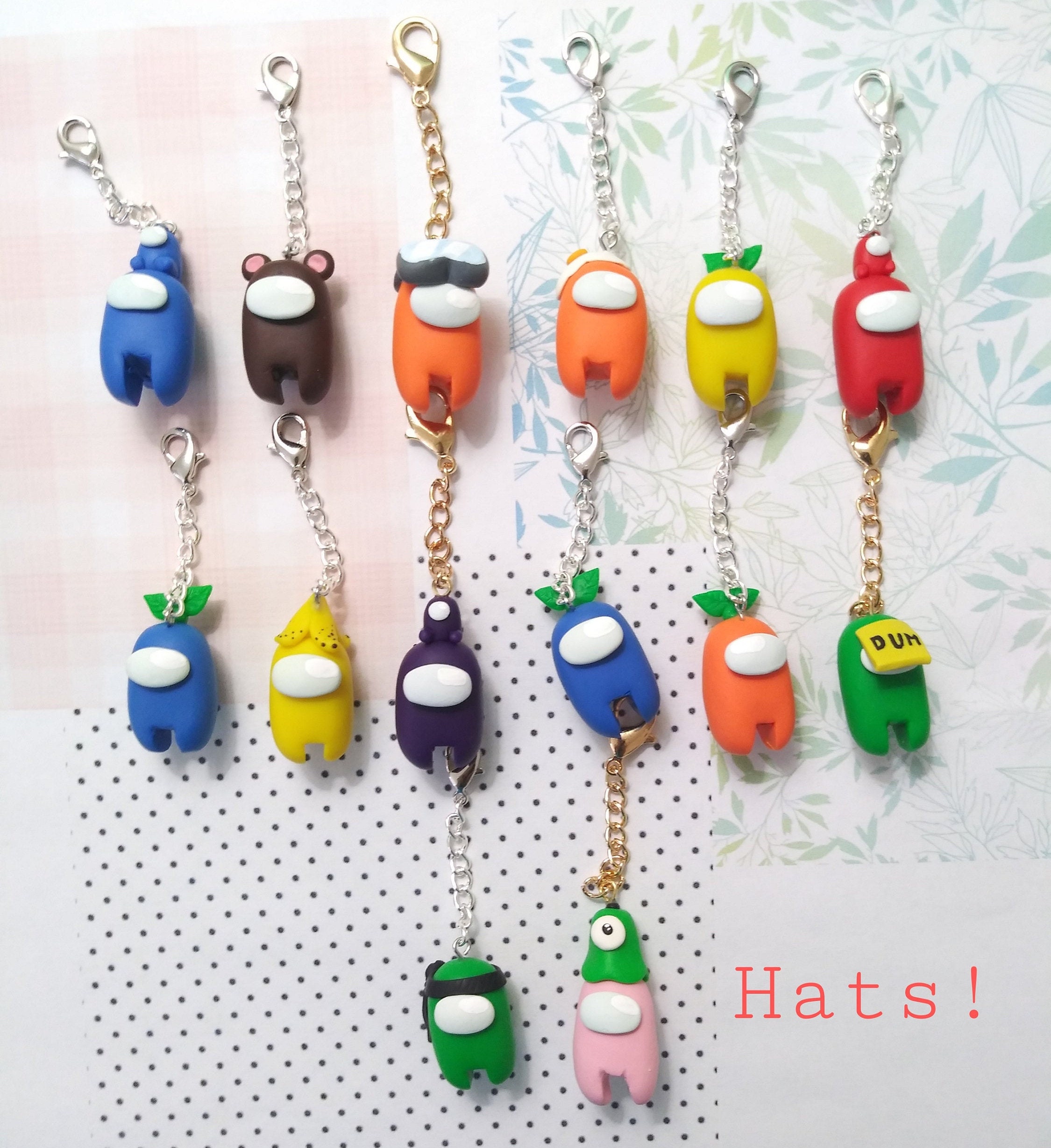 Among Us Keychain Charm Custom Polymer Clay Keychains Etsy