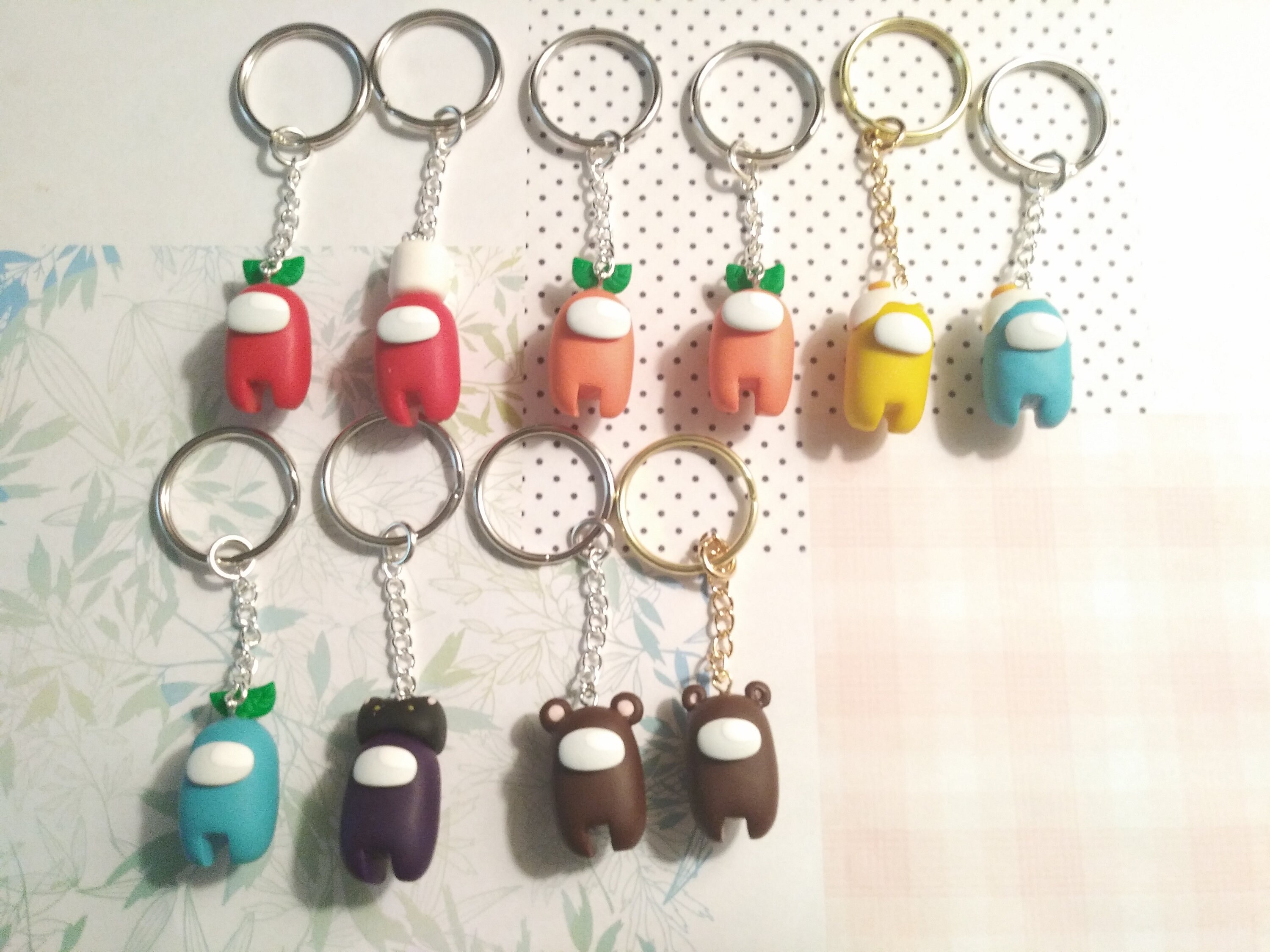 Among Us Keychain Charm Custom Polymer Clay Keychains Etsy