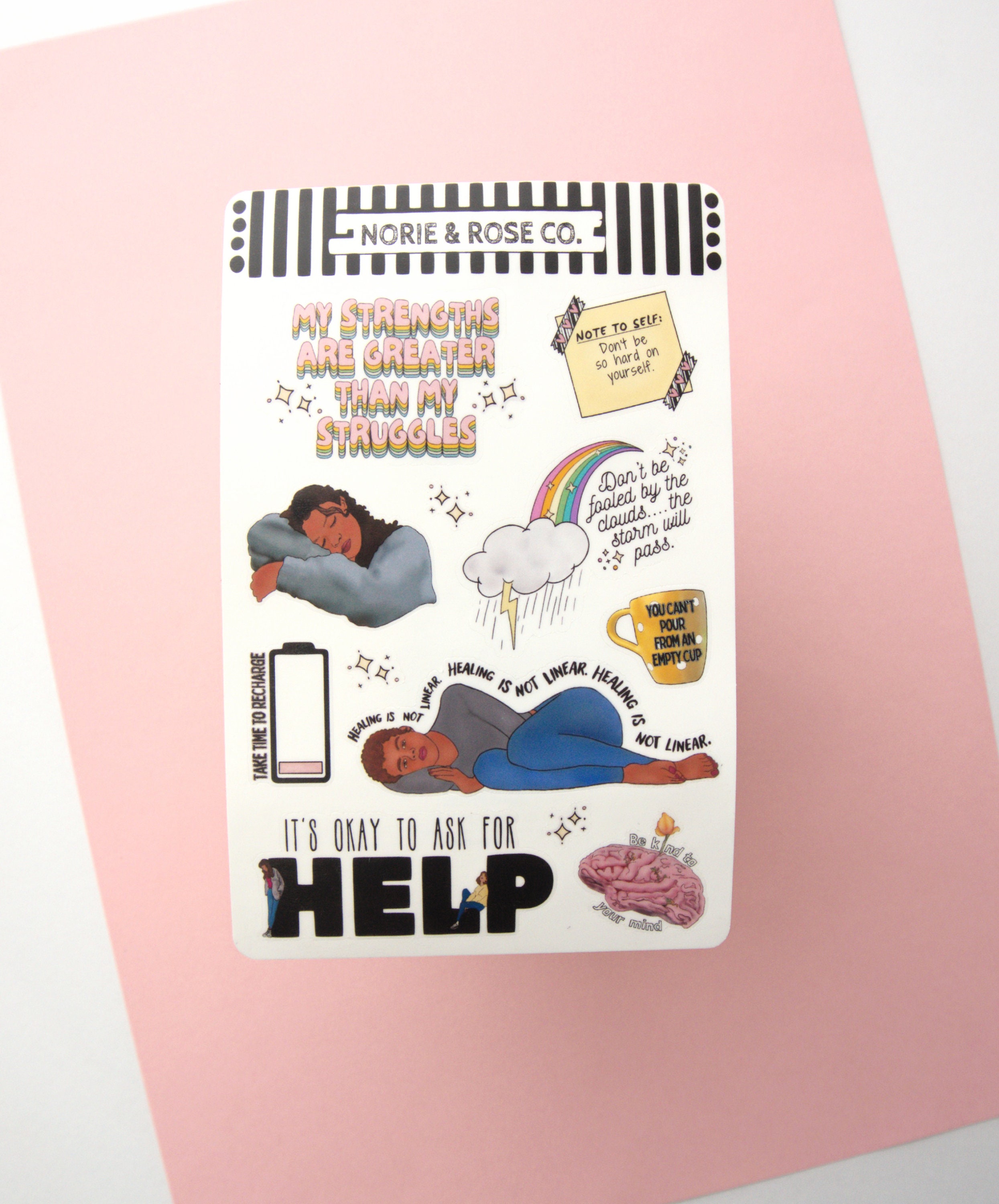 Norie & Rose Co./ Woman's Mental Health Wellness Sticker Sheet ...