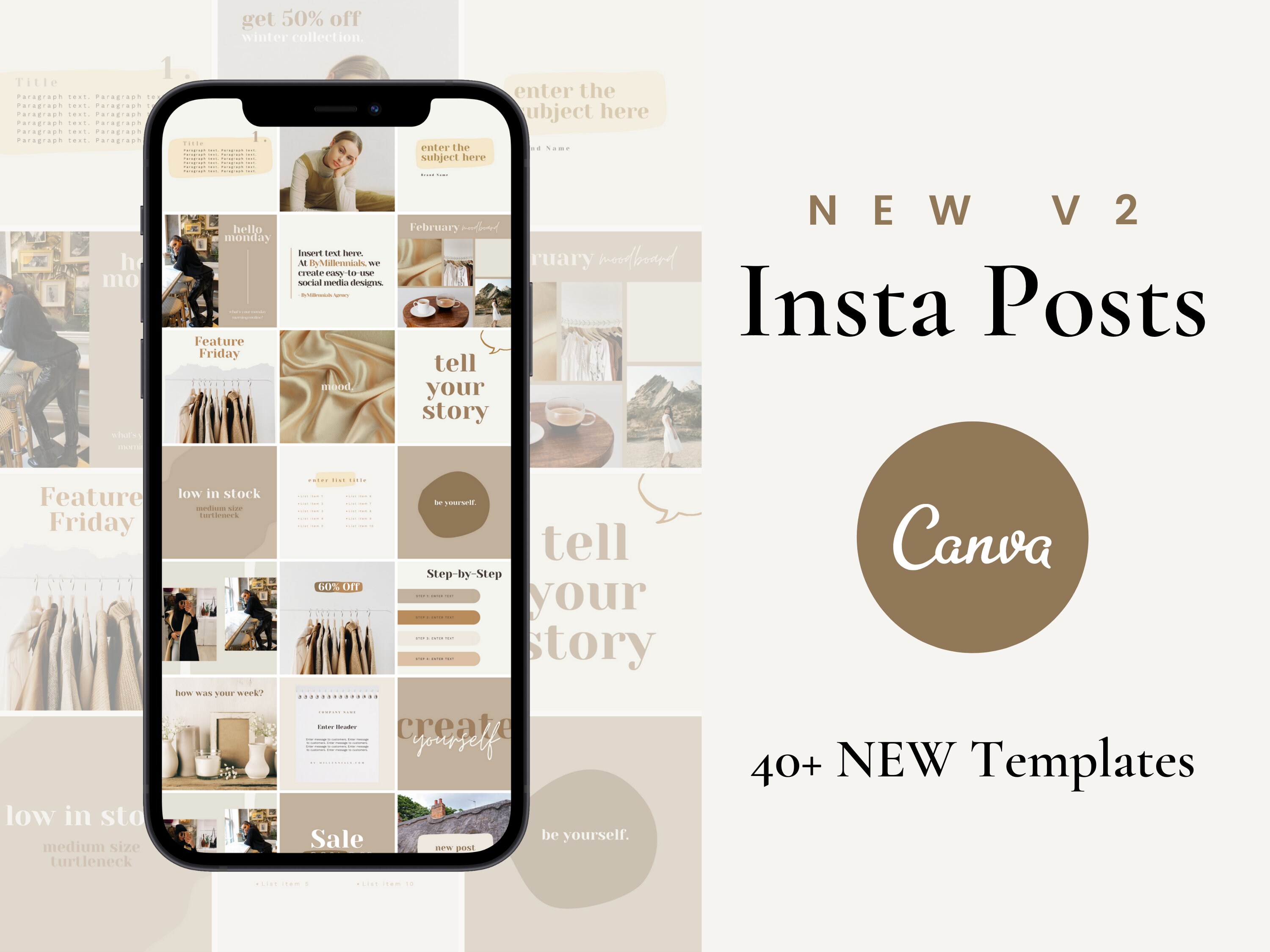 Blogger Instagram Post Templates for Canva Beige Instagram Feed Nude ...