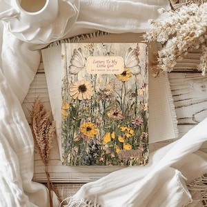 Diario personalizado de tapa dura mate con flores silvestres y mariposas, Cartas a mi hija, Como en "Mira cómo creces", Embarazo, Diario para mamá primeriza.