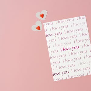 Valentine&#39;s Day Card Poster I Love You digital | Valentine&#39;s Day greeting pink | Greeting card Valentine&#39;s Day gift I love you simple font