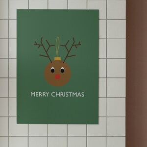 Kerstbal rendieren Kerst digitale poster | Kerstbal wenskaart digitaal | Rode neusposter digitale kerst