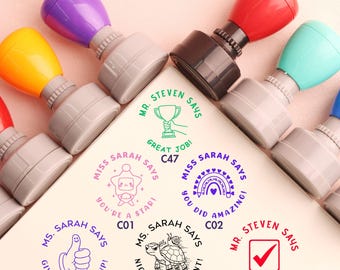 Personalised Stamp Teacher - Encouragement Stamp, Teacher Stationary, Homework Grading Stamp, Teacher Gift