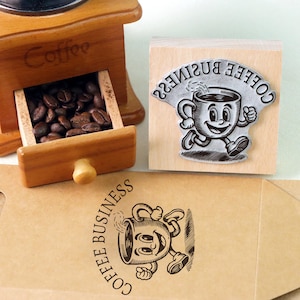 Aangepaste logostempel voor bedrijven, rubberen stempel, koffiekopstempel, stempels kleine bedrijven, gepersonaliseerde stempel
