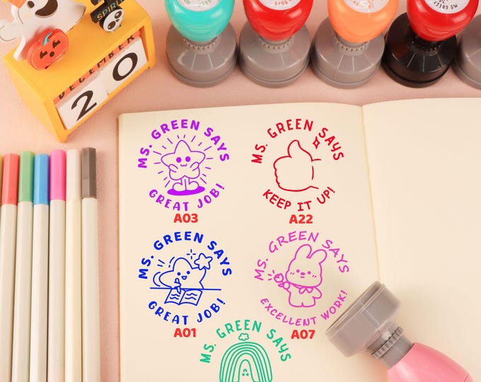 Custom Teacher Stamps:Personalized Name Teacher Stamp,Homework Grading Stamp,Teacher Stationary,Teacher Christmas Gift