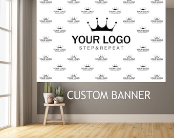 Custom Logo Step and Repeat Backdrop: Business Event Banner, Photo Booth Fabric