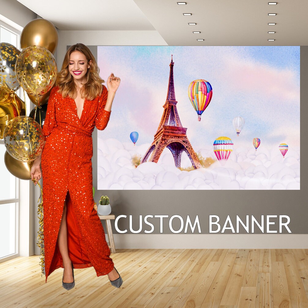 Eiffel Tower Paris Backdrop logo BannerTravel Holiday backdropCustom Photo Birthday BackdropCustom Photography Background