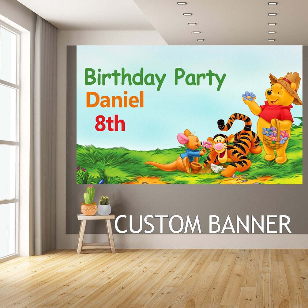 Winnie The Pooh Baby Shower Backdrop Backdrop Name Sign Winnie The Pooh Vintage ClassicWinnie The Pooh Background Graphics