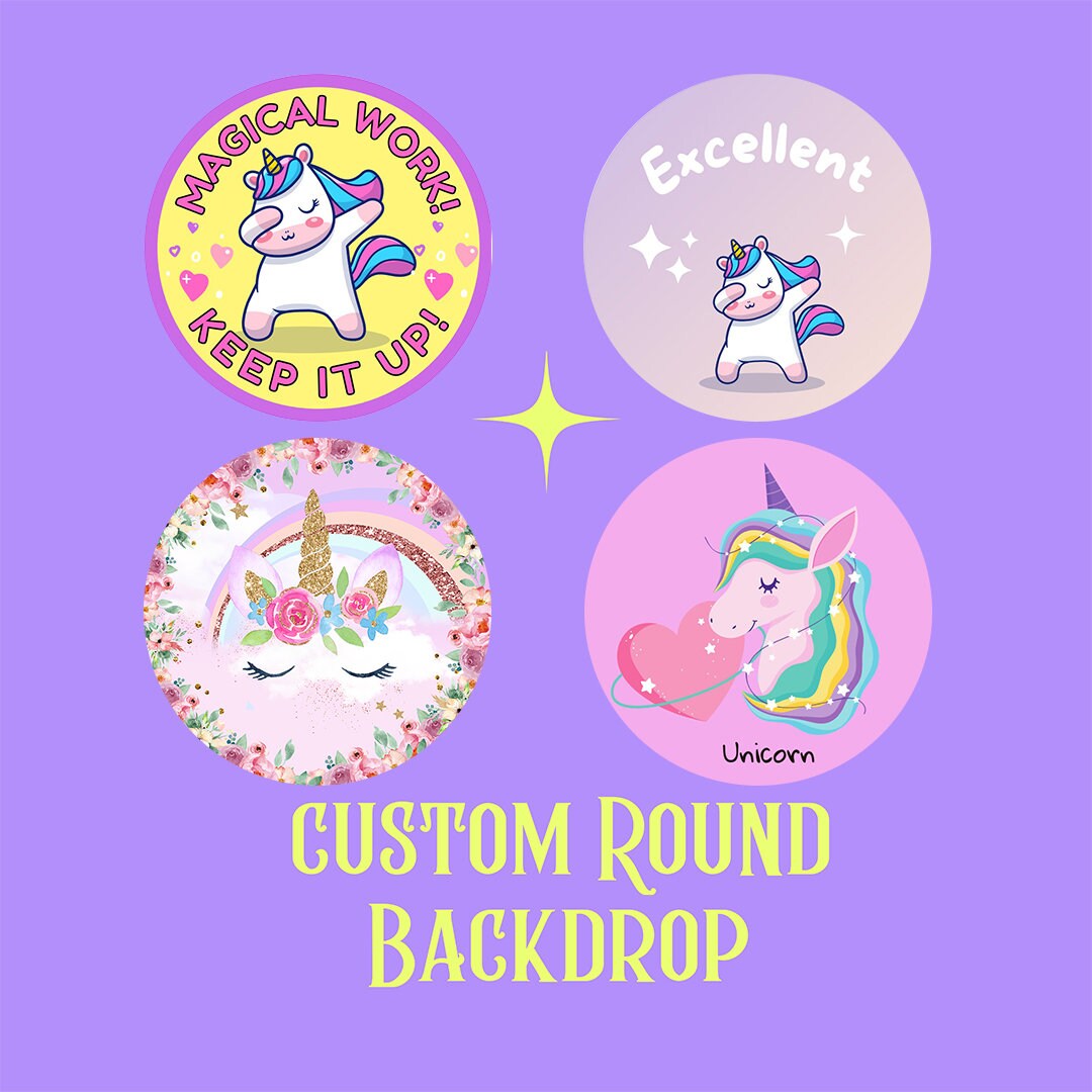 Rainbow Unicorn Round Photo BackdropGirl 1st Birthday Photography Background Circle Cover BackdropPink Flowers Baby backdrop