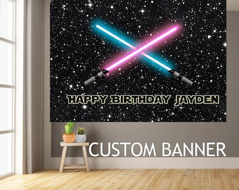 Star Wars Birthday Backdrop: Personalized Jedi Party Banner