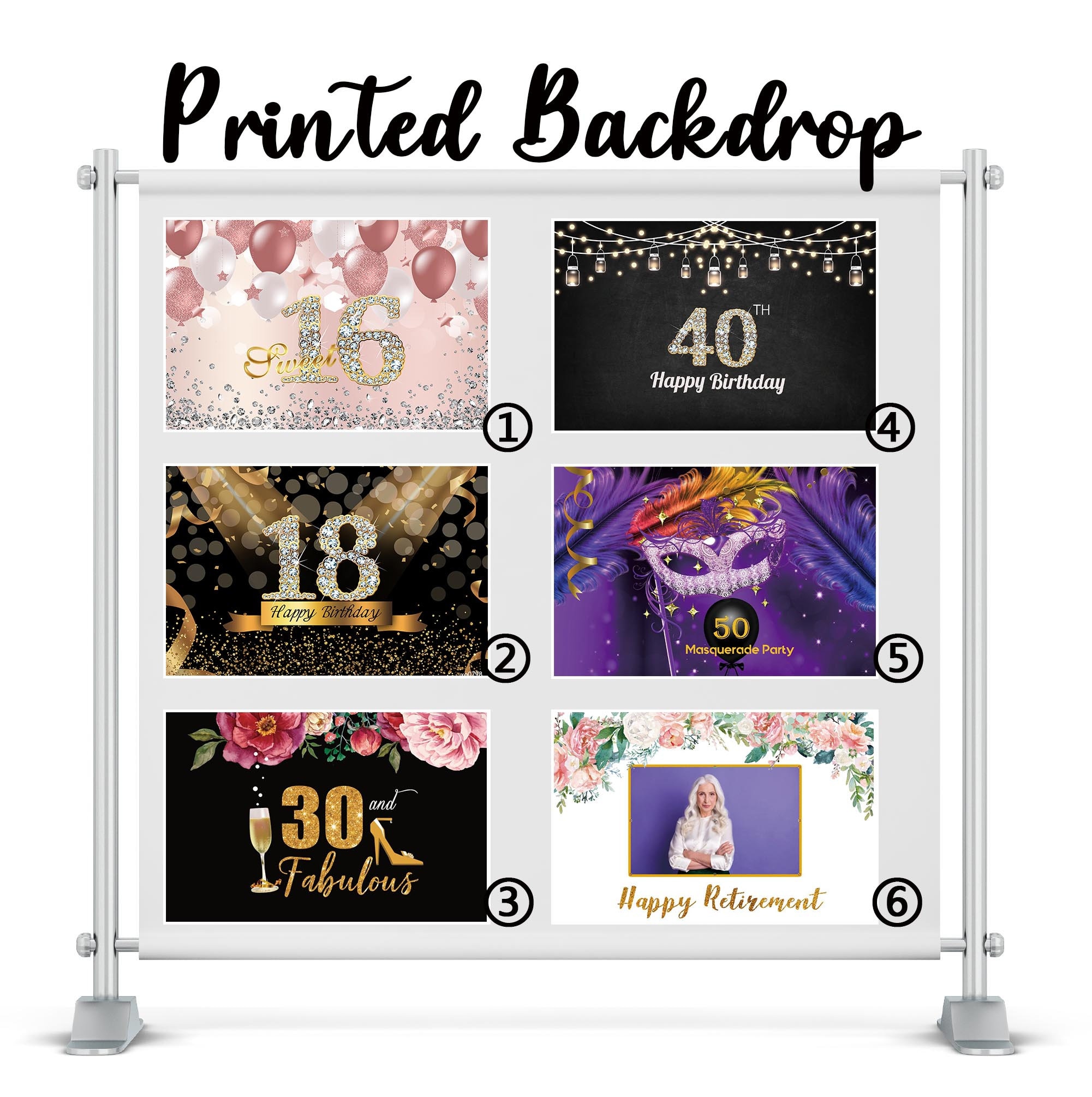 Masquerade Party BackdropsSweet 16 BackgroundCustom 30 Fabulous Birthday bannerRetirement Photo Booth Event PropVinyl