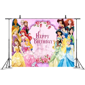 Sfondo personalizzato con favola di principesse: decorazione per festa di compleanno