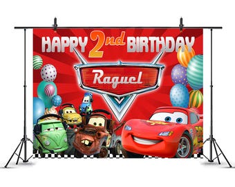 Lightning McQueen Birthday Backdrop Party Supplies, Cars partyPhotography backdrop, Personalized customization background