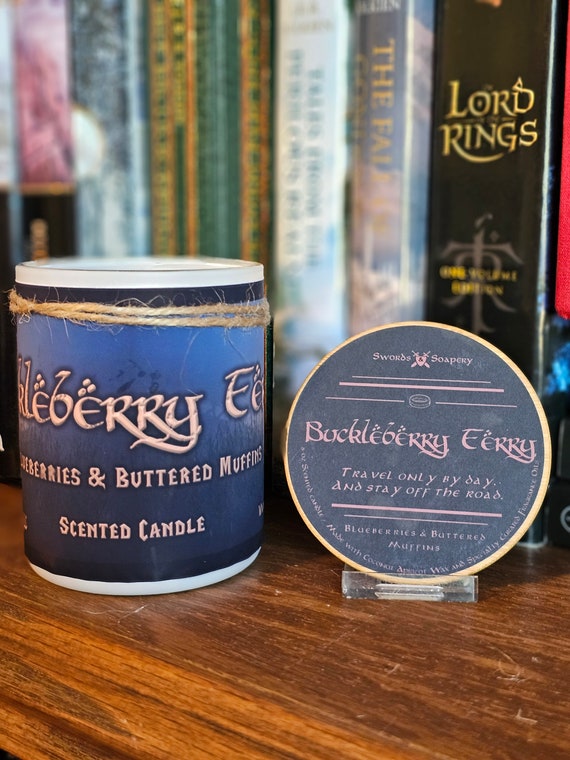 BUCKLEBERRY FERRY Embellished 7-oz Glass Tumbler Candle * Tolkien/Lord of the Rings/Hobbit/Middle-Earth-Inspired